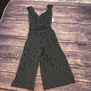 NWT. Chic Jumpsuit. Black with white pinstripes